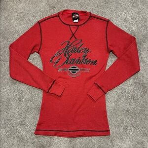 Harley Davidson Long Sleeve Thermal Shirt Mentor Ohio Red size small